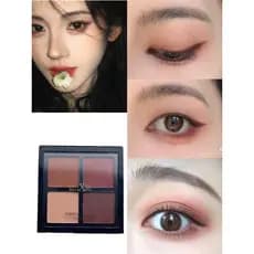 Paleta de sombras de quatro cores totalmente fosca, cor terra, maquiagem leve diária, vermelho, marrom, leite, chá, cor