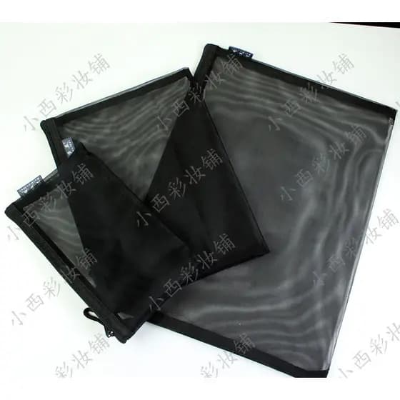 Versão coreana novo produto simples armazenamento de maquiagem preto malha bolso malha saco portátil translúcido saco co