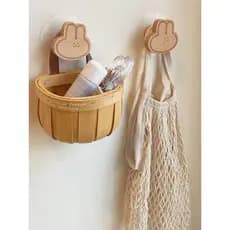 Gancho de madeira sem perfuração, sem rastros, Viscose forte, coelho fofo, gancho pegajoso, porta de entrada, gancho par