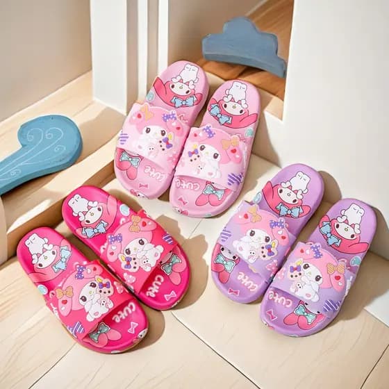2024 novo estilo chinelos infantis verão meninas melodia antiderrapante exterior Wear dos desenhos animados sola macia s