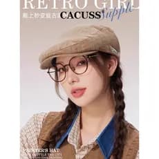 CACUSS Novo Estilo 2025 Retro Frente Chapéu Senhoras All-Match Boina Pintor Chapéu Literário Moda All-Match