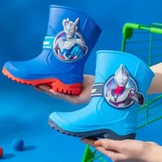 Ultraman botas de chuva crianças homens antiderrapante jardim de infância escola botas de chuva meninos sapatos de água