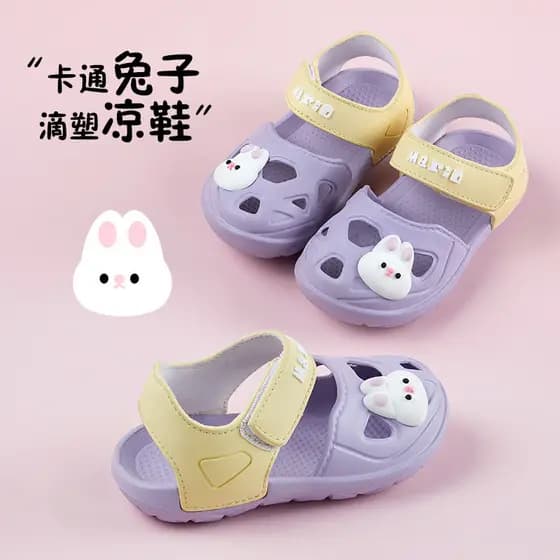 Sandálias de bebê femininas verão 2023 novo estilo buraco sapatos crianças Baotou Velcro meninos meninas Anti-deslizamen