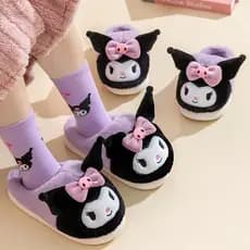 Sanrio crianças chinelos de algodão inverno sapatos de pelúcia bonito menina interior casa menina chinelos 2025 novo est