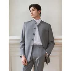 Terno australiano Zhongshan masculino de lã pura Puffian bonito novo terno de casamento chinês terno cinza pai terno mas