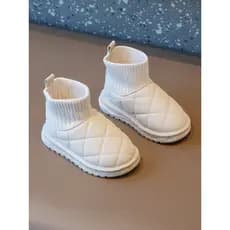 W inverno crianças botas de neve médio grande crianças botas de algodão meninos forro de lã engrossado sapatos meninas i