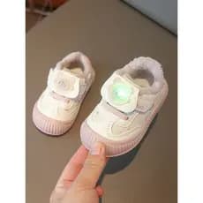 Bebê iluminação sapatos da criança mais veludo dois algodão inverno novo estilo meninos crianças 0-3 anos de idade menin