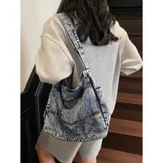 Denim grande capacidade saco do mensageiro estilo preguiçoso estudante Commuter trabalho escola estudo saco de pano lava