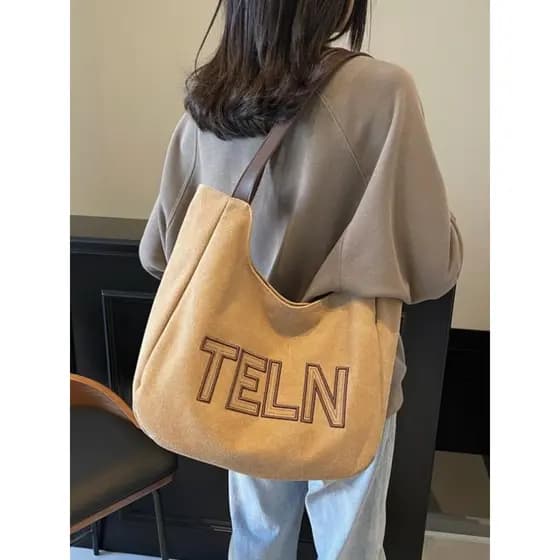Bolsa Tote de lona de grande capacidade feminina novo estilo moda trabalho Commuter livro zíper bolsa de ombro Casual bo
