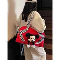 Bolsa de ombro feminina de grande capacidade, novo estilo, boneca de desenho animado de alta qualidade, estudantes unive