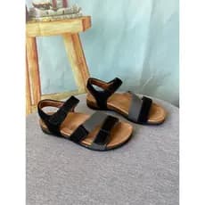 Comércio exterior sandálias femininas Velcro couro costura superfície contraste cor moda cortiça pé cama dedo do pé aber