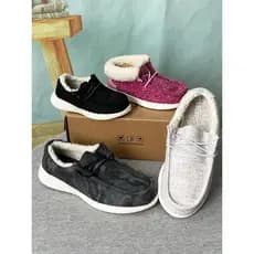 Comércio exterior meninos meninas sapatos de pano capa de lã pé deslizamento em sapatos preguiçosos leve confortável Cas