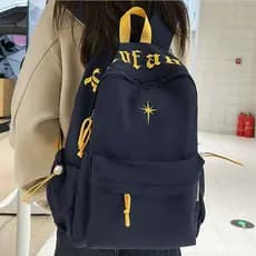 Mochila escolar estudante do ensino médio rua na moda ins estilo nicho letras bordadas de alto valor estudantes do ensin