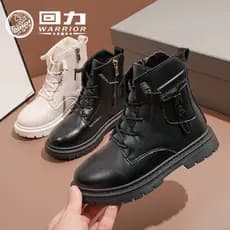 Puxar para trás sapatos infantis meninas Martin botas 2025 novo estilo outono inverno lã-velo botas infantis estilo brit