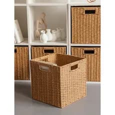 Treliça armário caixa de armazenamento japonês caixa de armazenamento sala estar imitação Rattan armazenamento tecido br