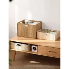 Treliça armário caixa de armazenamento tecido caixa de armazenamento brinquedo imitação Rattan cesta armazenamento azul
