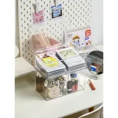 Transparente máscara transparente caixa de armazenamento de cosméticos Desktop batom cuidados com a pele produto organiz