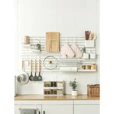 Rack de placa perfurada para cozinha, sem perfuração, montado na parede, caixa de tempero, faca, tampa de pote, rack de