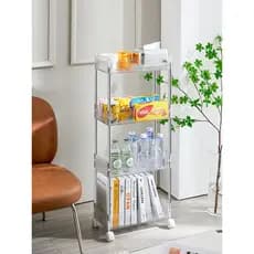 Ins estilo transparente carrinho prateleira cabeceira dormitório rack de armazenamento piso cosméticos lanche rack alugu