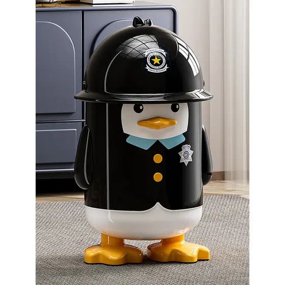 Naxiang casa dos desenhos animados pinguim lata de lixo doméstico criativo bonito grande capacidade Flip armazenamento B