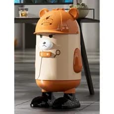 Naxiang casa bonito detetive urso Flip-top lata de lixo grande capacidade dos desenhos animados casa lata de lixo de alt