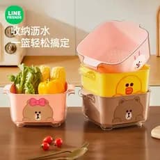 Linha amigos cozinha cesta de drenagem dupla vegetal frutas casa sala estar cesta armazenamento vegetal lavatório cesta