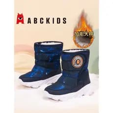 ABCKIDS Sapatos infantis para meninos, sapatos de inverno antiderrapantes, quentes, à prova d'água, cano médio, botas de