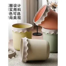 Lata de lixo estilo creme, grande, alto valor, cozinha, sala de estar, banheiro, quarto simples, anel de pressão, cesta