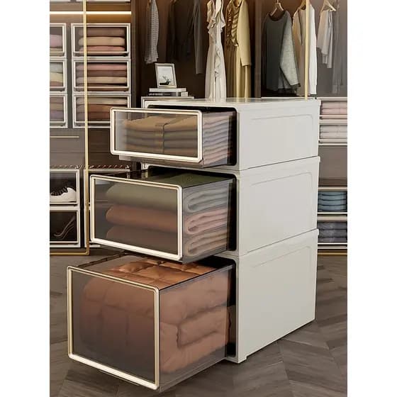 Caixa de armazenamento tipo gaveta plástico transparente armário roupas íntimas organizador guarda-roupa caixa de armaze