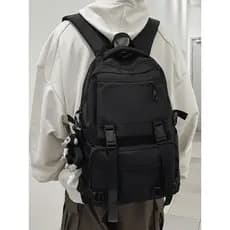 Mochila escolar preta para meninos, estudantes do ensino médio, estudantes universitários, mochila de grande capacidade,