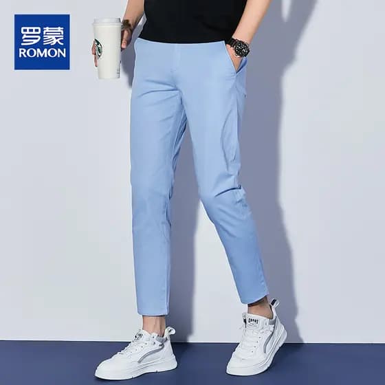 Lomon tornozelo-comprimento calças masculinas verão novo estilo de negócios Casual calças masculinas fino ajuste calças