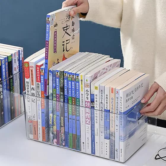 Desktop transparente plástico livro caixa de armazenamento dormitório estudante pacote livro caixa de armazenamento cria
