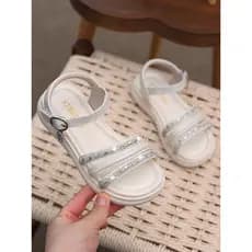 Crianças sandálias 2026 verão novo estilo de sola macia sapatos de princesa strass moda dedo do pé aberto meninas crianç