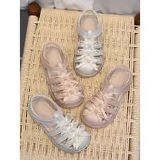Meninas sandálias crianças sapatos meninas Baotou Bowknot moda sapatos romanos 2026 verão novos sapatos de princesa