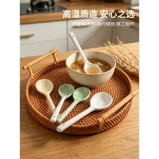 Colher de sopa de macarrão de caracol estilo ins pintado à mão Irregular estilo japonês colher de cerâmica de alto valor