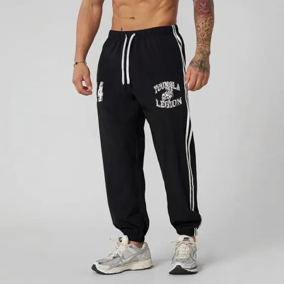 YOUNGLA americano novo estilo calças esportivas masculinas ginásio musculação exercício pé respirável elástico calças ca