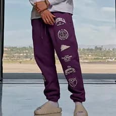 YOUNGLAS Calça esportiva masculina americana de rua alta até o tornozelo, calça Casual de algodão estampada com perna re