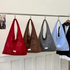 Asuka Bolsa Tote bordada feminina de grande capacidade, bolsa de ombro combinada, bolsa HOBO literária