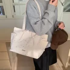 Yeyu estilo coreano bolinhas lona sacola feminina grande capacidade bolsa de ombro Commuter All-Match bolsa