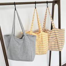 Bolsa Tote de lona listrada feminina, bolsa de ombro portátil de grande capacidade, bolsa de compras de trabalho para vi