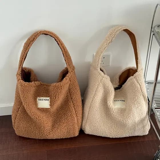Plus Bolsa de pelúcia feminina de grande capacidade bolsa de viagem