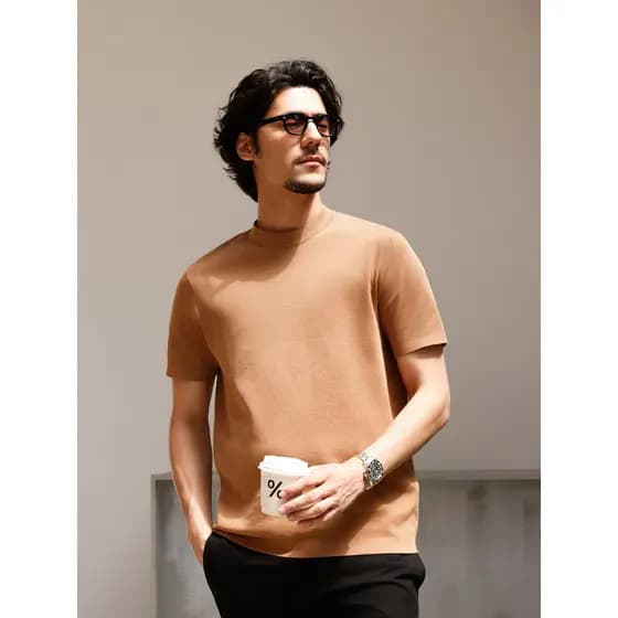 JSSD HOMME verão novo estilo ilha algodão masculino de manga curta camiseta masculina Casual cor sólida manga curta em t