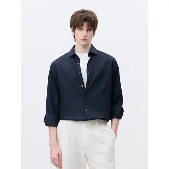 JSSD HOMME novo dinheiro novo estilo velho dinheiro Dimuel estilo linho algodão camisa de manga comprida estilo masculin