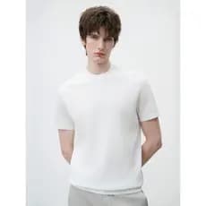 JSSD HOMME Camiseta masculina de malha com gola redonda COOLMAX verão respirável de secagem rápida Casual cor sólida cam