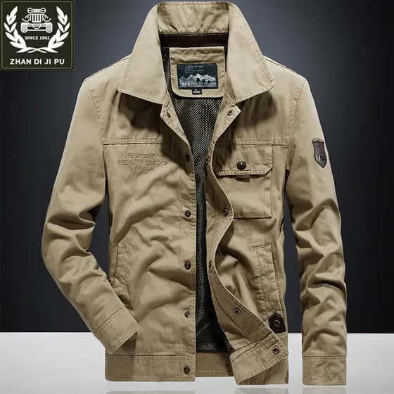 Battlefield outono jaqueta masculina solta tamanho grande lapela puro algodão topo militar emblema macacão jaqueta mascu