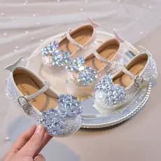 Meninas sapatos de couro 2026 verão novo estilo sapatos infantis sapatos de princesa sapatos de cristal das crianças com