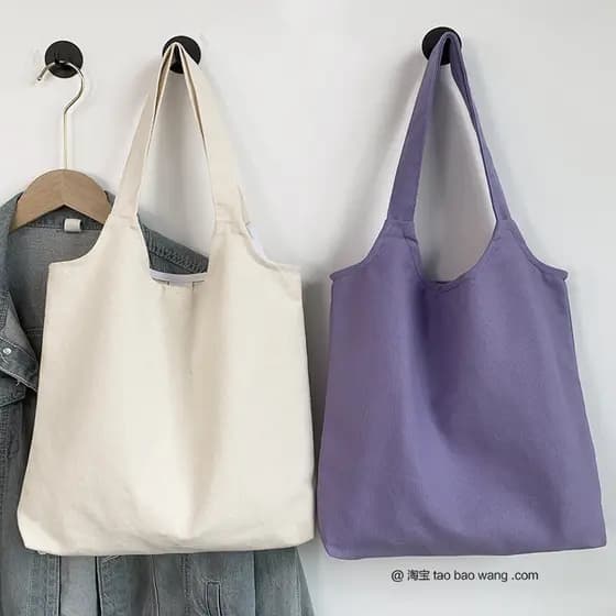 Cor sólida simples em branco pintado à mão bolsa de lona sem imagens bolsa de ombro estudantes universitários classe col