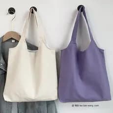 Cor sólida simples em branco pintado à mão bolsa de lona sem imagens bolsa de ombro estudantes universitários classe col