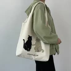 Novo japonês coreano bonito estudante portátil bolsa de ombro ins literário Retro grande capacidade colete bolsa de lona