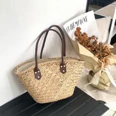 CHAWOOL Bolsa de palha francesa de um ombro e grande capacidade Bolsa de palha portátil Bolsa de tecido Bolsa de praia c